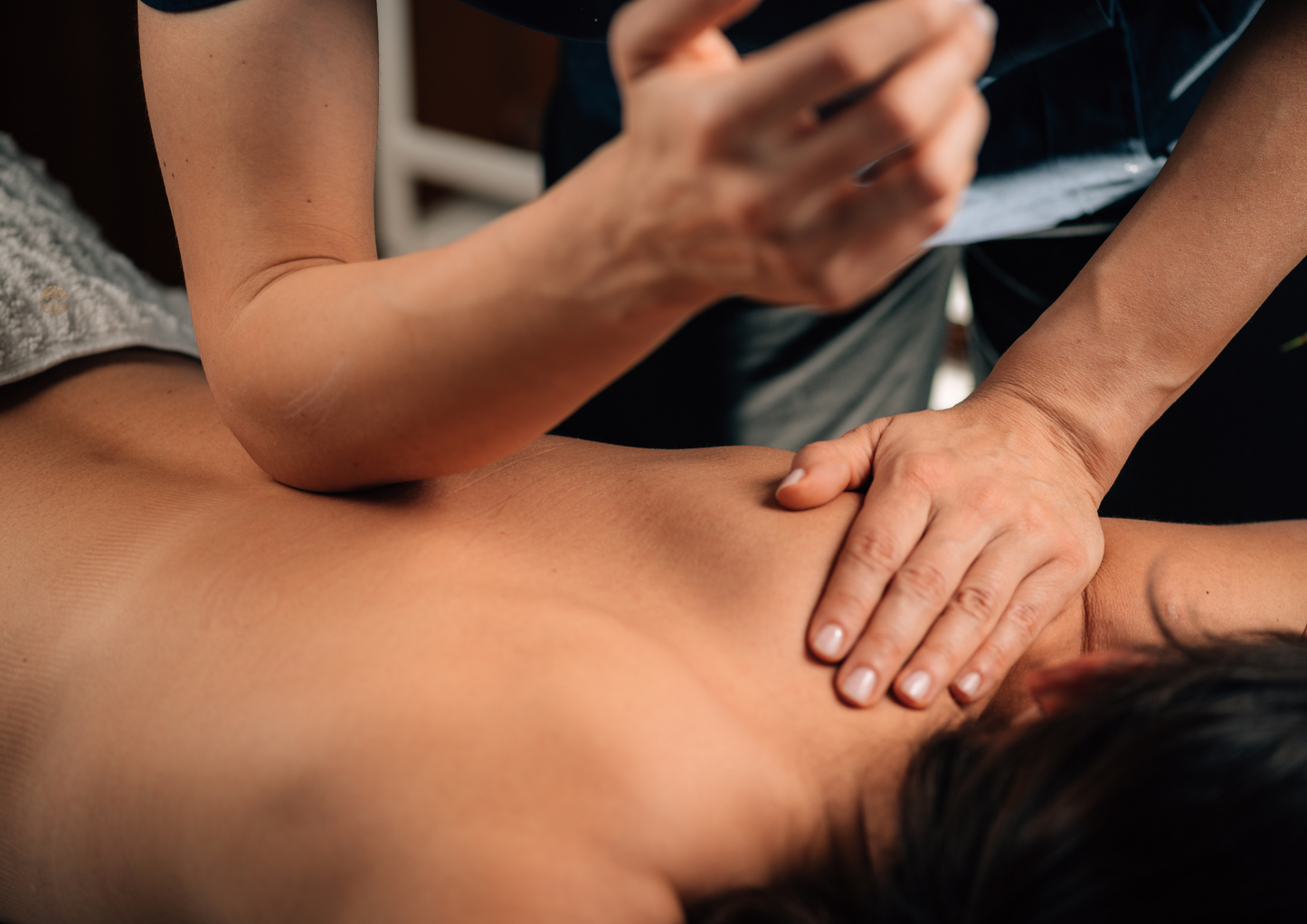 woman having deep tissue massage session